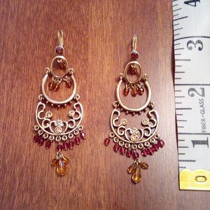 Chandelier Earrings With Amber Coloured Beads
